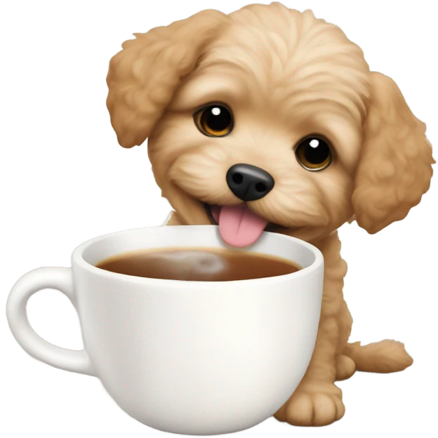 Chai the poochon puppy drinking chai  emoji