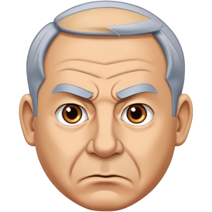 Create a highly recognizable emoji-style illustration of Benjamin Netanyahu, with angry facial features, exaggerated expressions, and a cartoonish look, focusing on clear and iconic shapes, flat colors, and a clean vector style emoji