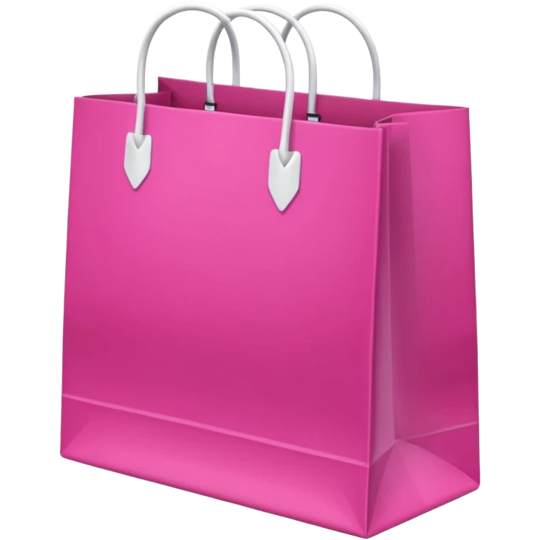 Fuchsia pink paper bag with white handles, repeating 'DRUNI' pattern in light pink and a vertical white 'DRUNI' in the center, iOS emoji style, shiny and realistic. emoji
