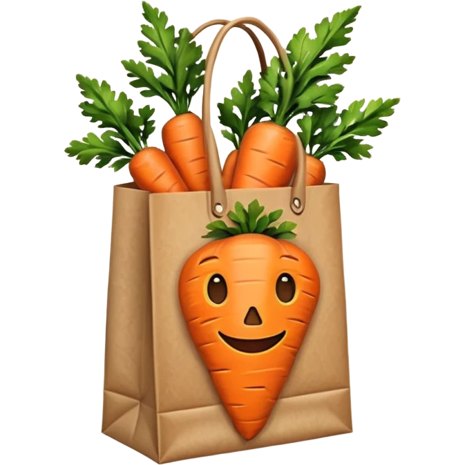 paper shopping bag with carrot. Transparent background emoji
