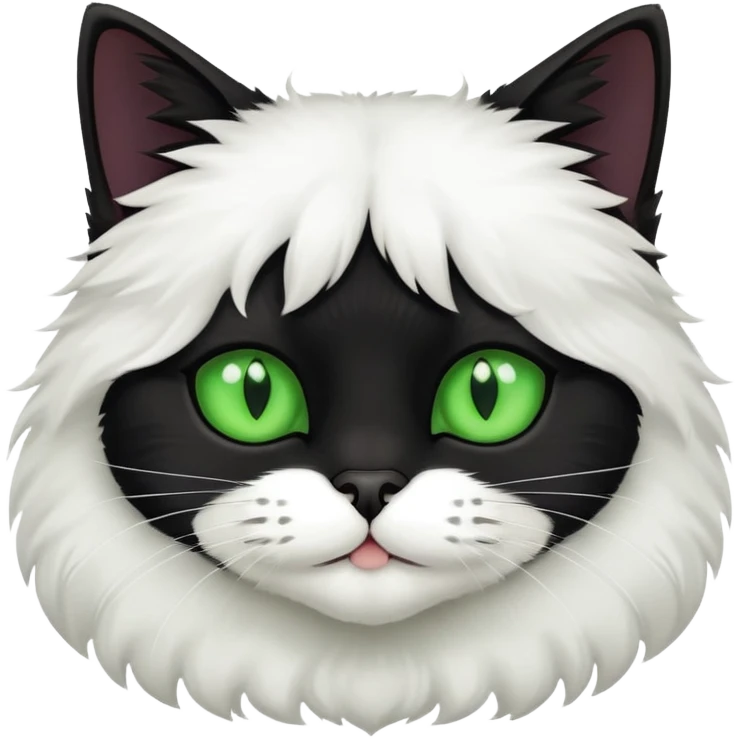 Black cat with white chest and white paws with green eyes  emoji