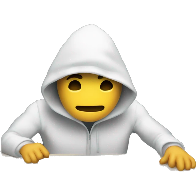 Hacker on computer behind door emoji