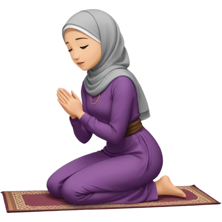 Woman Kneeling for Islamic prayer side view face to the floor emoji