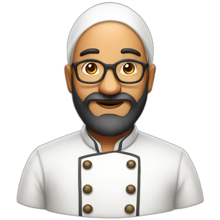 Bald long beard Indian chef, 40 years emoji