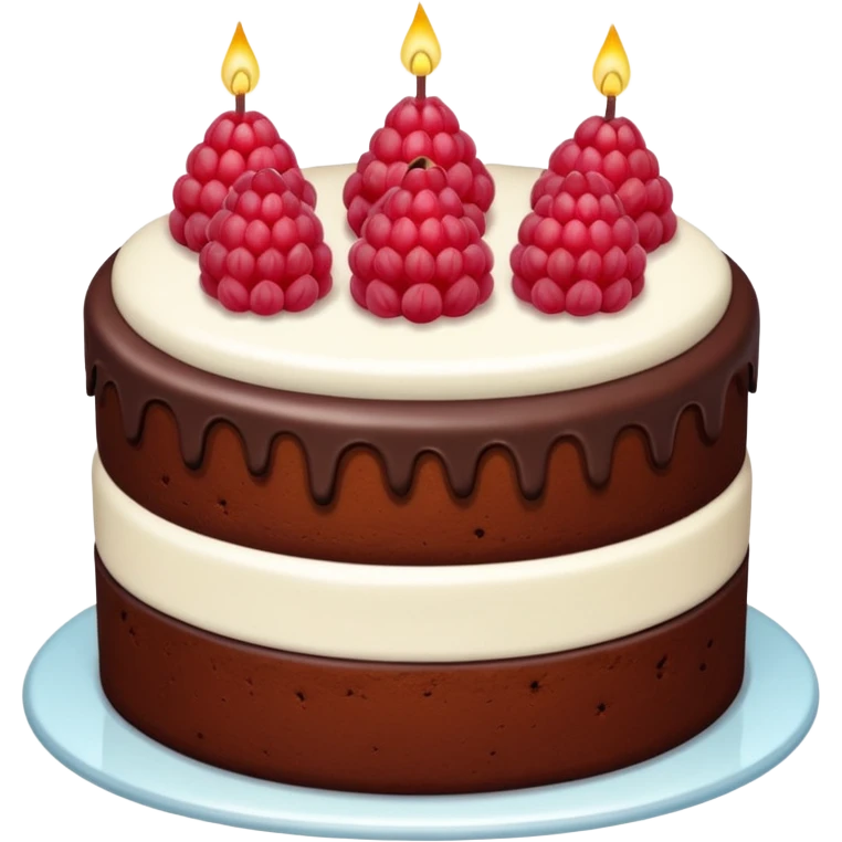 Chocolate Birthday Cake with raspberries emoji