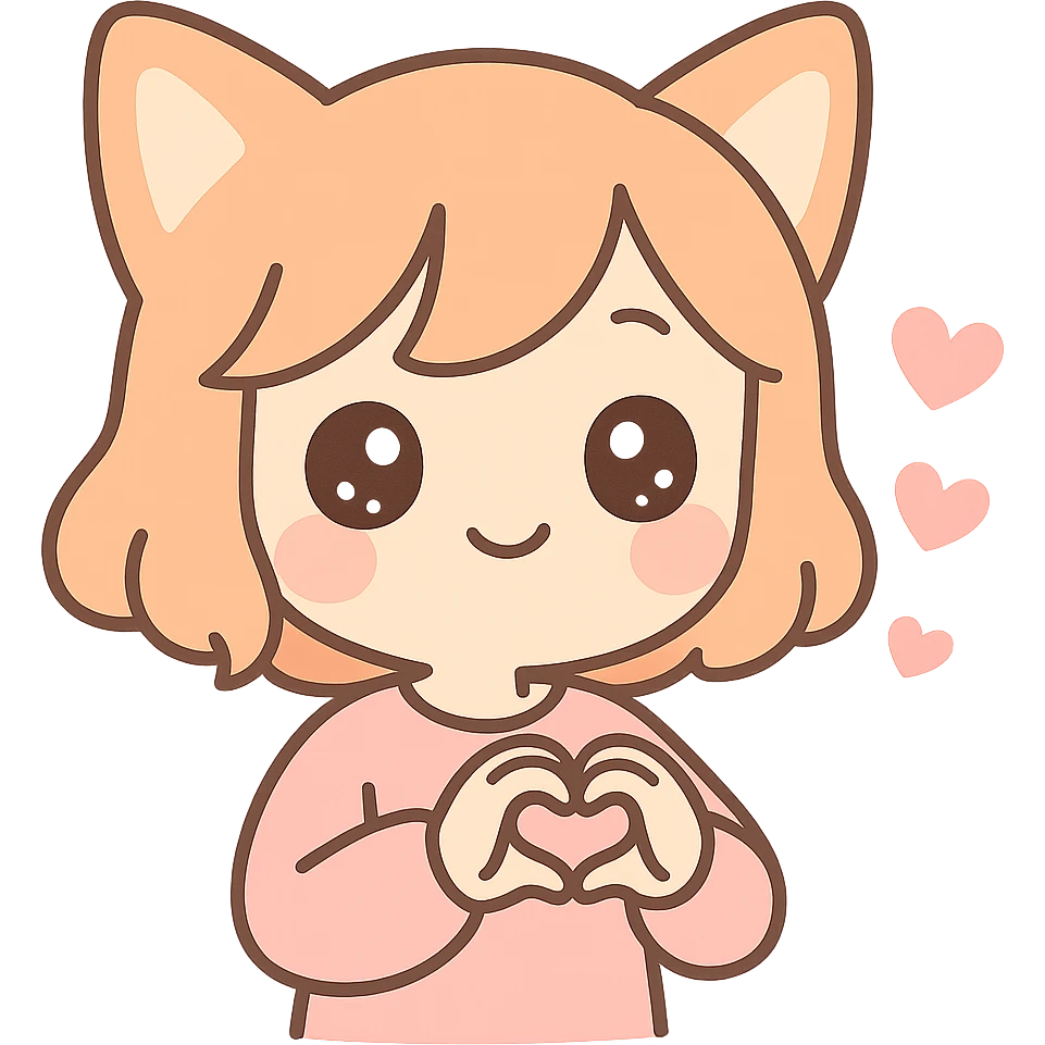 cute human with fox ears, expressing love, charming and endearing style emoji