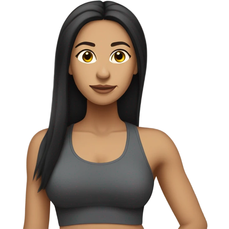lightskin latin woman with straight long black hair wearing a yoga outfit  emoji