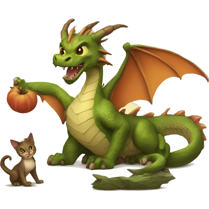 a dragon figthing with a cat emoji