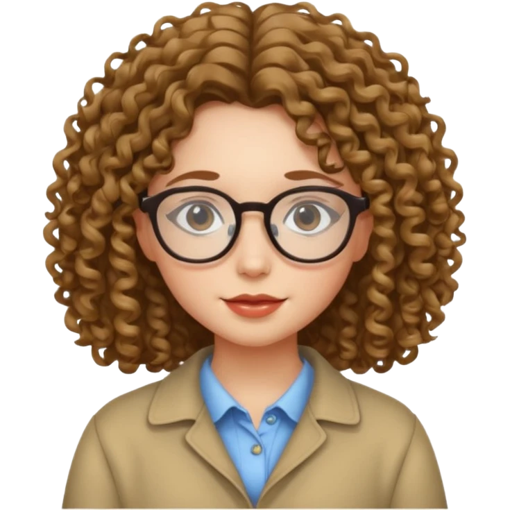 una chica con rizos y el cabello suelto con gafas emoji