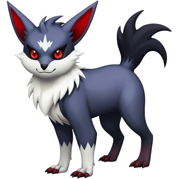 Vampiric feral emo dark Zangoose-Absol-Noibat-Fakémon-hybrid-creature (full body) emoji