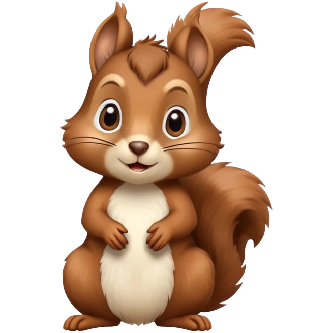 Cute confused squirrel with tilted head and question mark above emoji