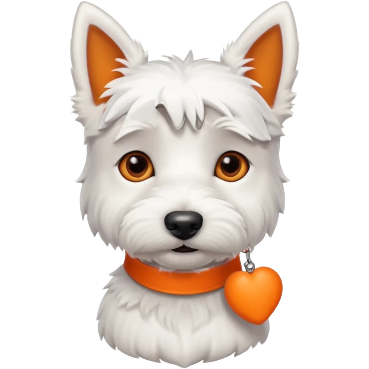 Cute Boy Westie with an orange collar and bone shaped name tag white short ears emoji