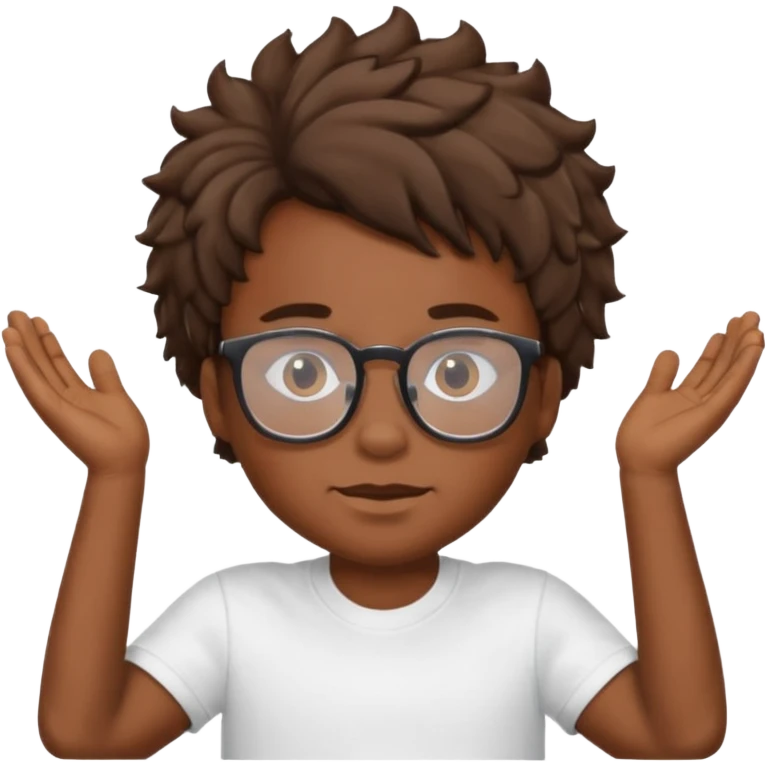 a black boy with a ondulado hair and a white t shirt and lentes  emoji