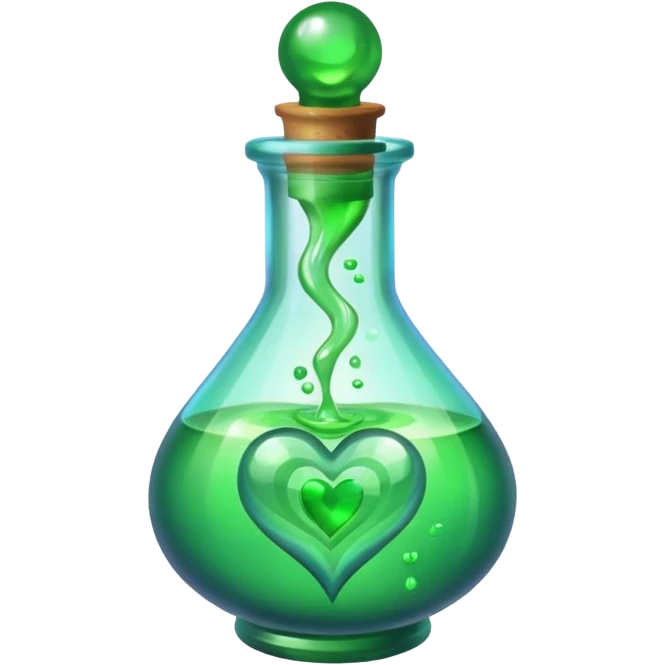 green potion and heart emoji