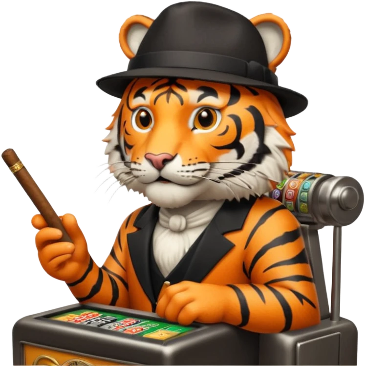 tiger playing a slot machine emoji