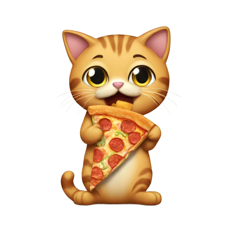 Cat eating pizza emoji