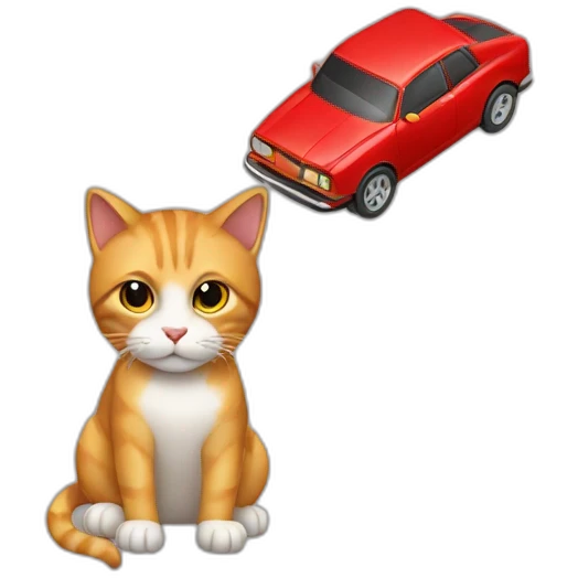 Cat drive a red car emoji