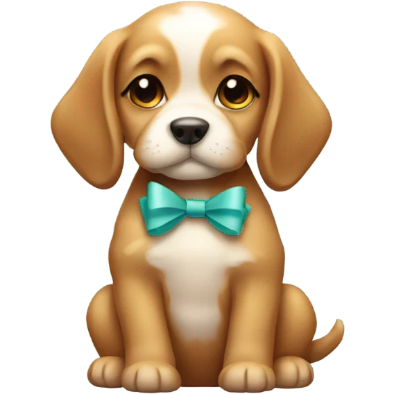 Cute puppy with bow emoji