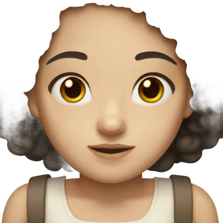 pale black curly haired girl with brown eyes emoji