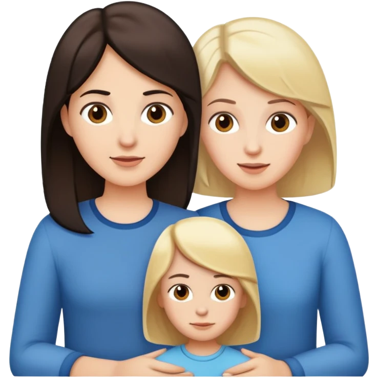 White family, 1 mom with dark hair, 1 boy with Brown hair, 1 girl with blond hair playing  emoji