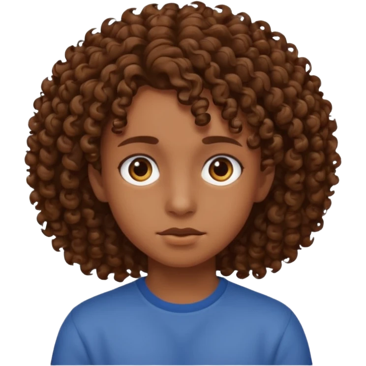 adolescent au visage impassible. Cheveux chatains frisés emoji