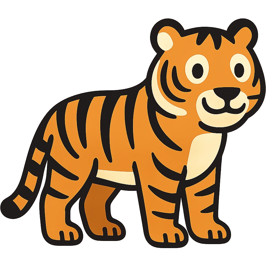 flat toon style tiger emoji