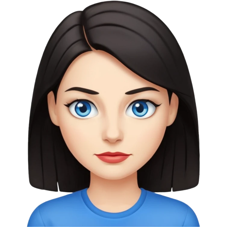 Sassy, cool and fun dark hair woman with blue eyes - raised brow + smirk emoji