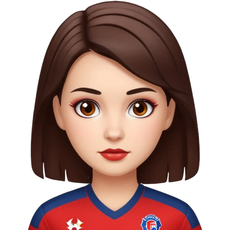 Brunette woman wearing chicago fire fc jersey with cute makeup on emoji