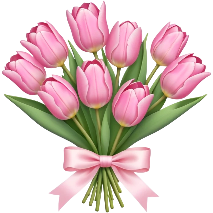 Pastel pink tulip bouquet with bow emoji