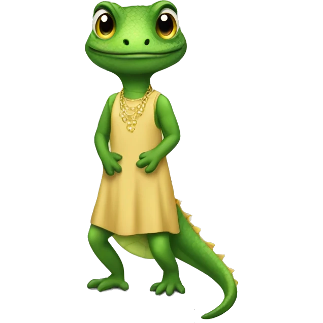 Lizard wearing dress emoji