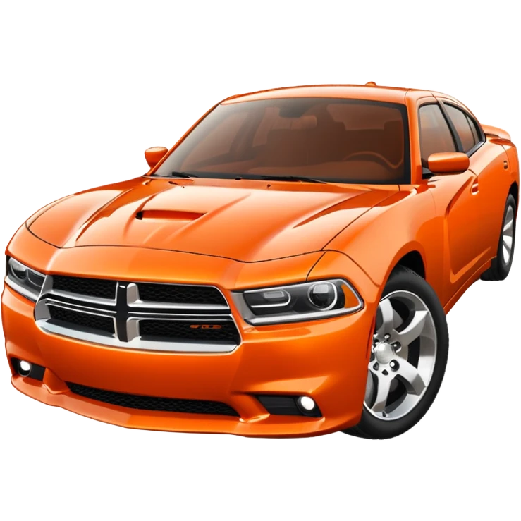 Facing left, tinted window, Orange Dodge charger emoji