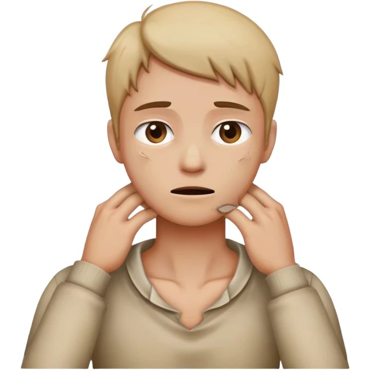Emoji holding neck with hands  emoji