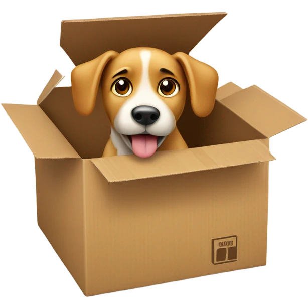 dog in a box indoors emoji