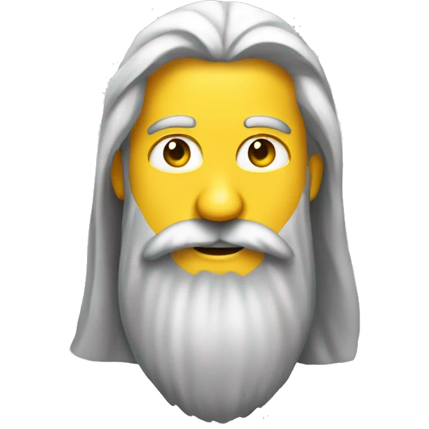 A yellow cartoon emoji with a long beard, styled like WhatsApp emojis, on a transparent background. emoji