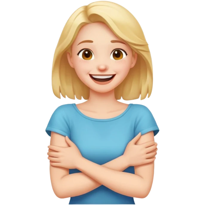 arms crossed holding neck laughing girl emoji