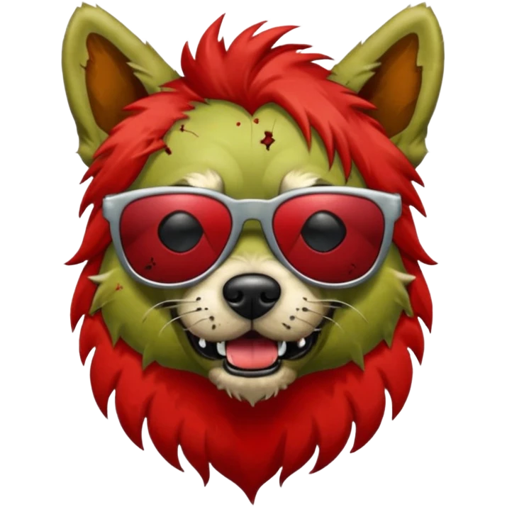 Zombie dog with red hair and sun glasses emoji