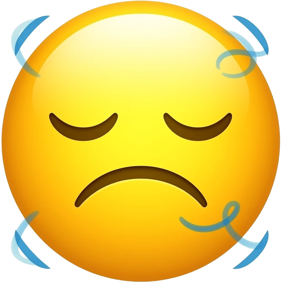 a yellow smiley face with closed eyes, an evident upset smile, and motion lines indicating upward/downward movement emoji