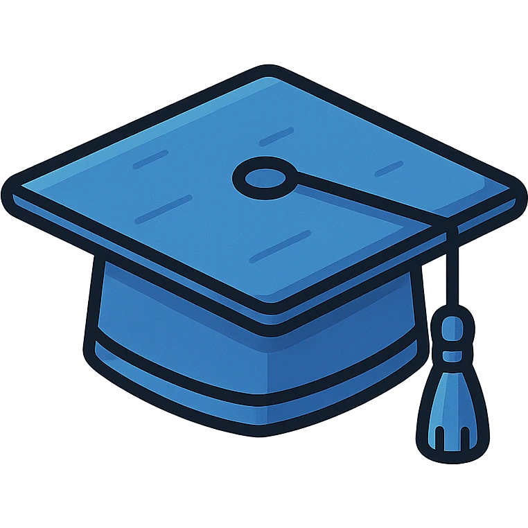 realistic graduation cap in blue tones, authentic details, iconic style, fabric texture, blue tassel, shadow and highlights emoji