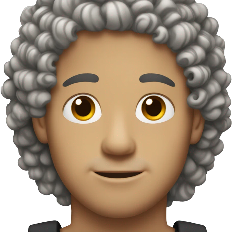 White man with hazel eyes and curly black hair emoji