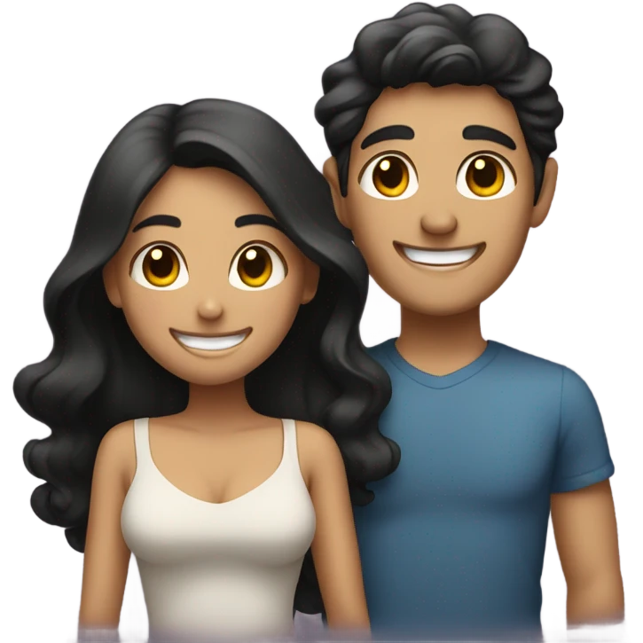 happy couple with dark hair emoji