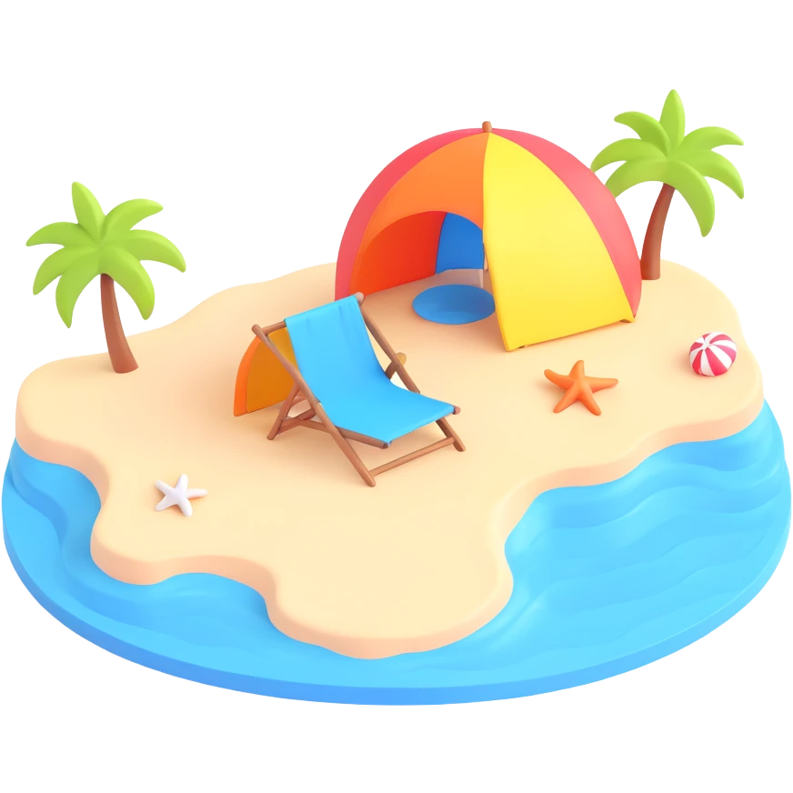 beach with sun and parasol emoji