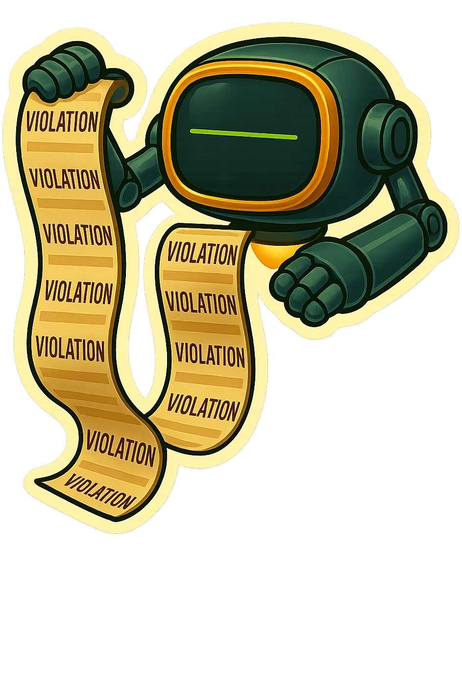 auditor robot prints out violations. no legs. the robot hovers emoji