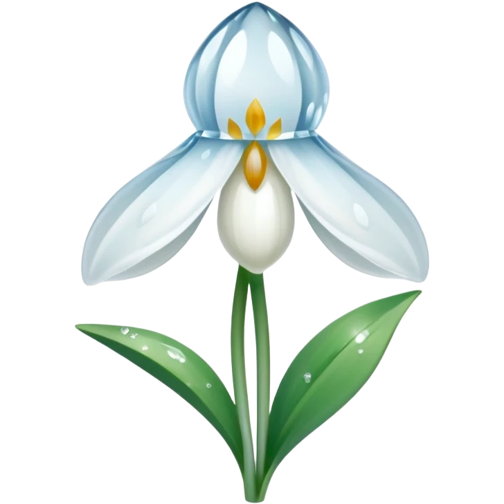 A pinterest magical snowdrop flower with a crystal  emoji