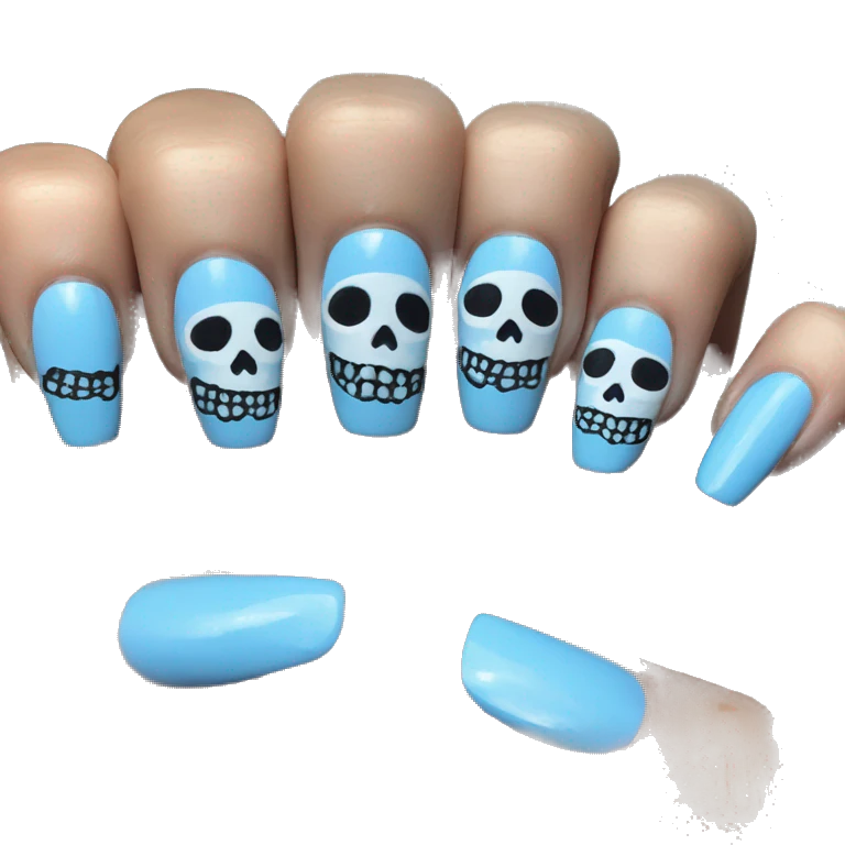 Skeleton blue nails emoji