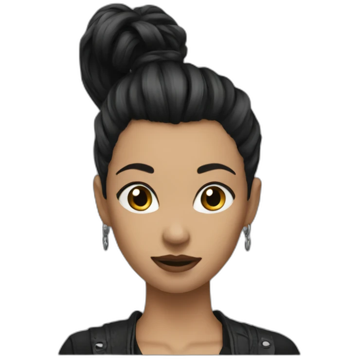 Punk female high ponytail black hair emoji
