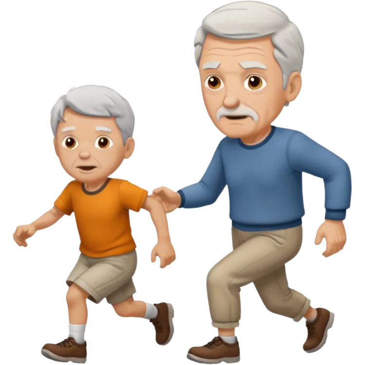 old white man chasing little boy emoji