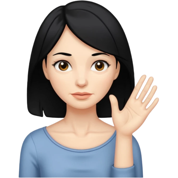 woman black long hair touching wrinkle skin emoji