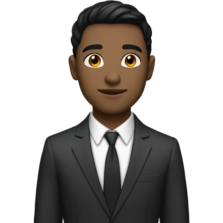 23 years old man black hair smooth white skin with suit emoji