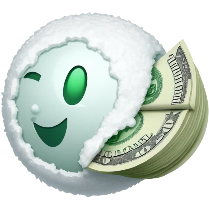 Snow ball with dollar bills  emoji