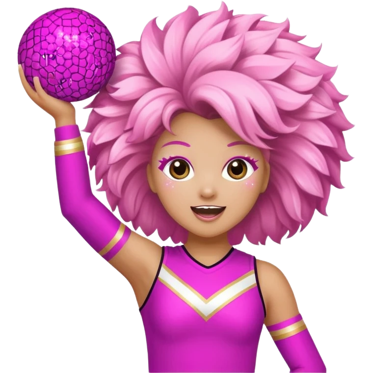 football cheerleader, big cheering pom, pink and twinkle emoji